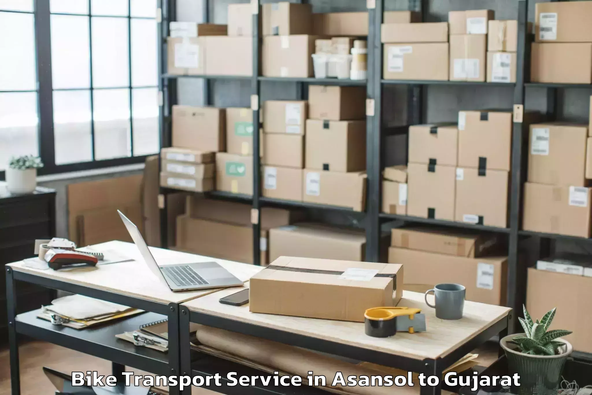 Book Asansol to Delvada Bike Transport Online